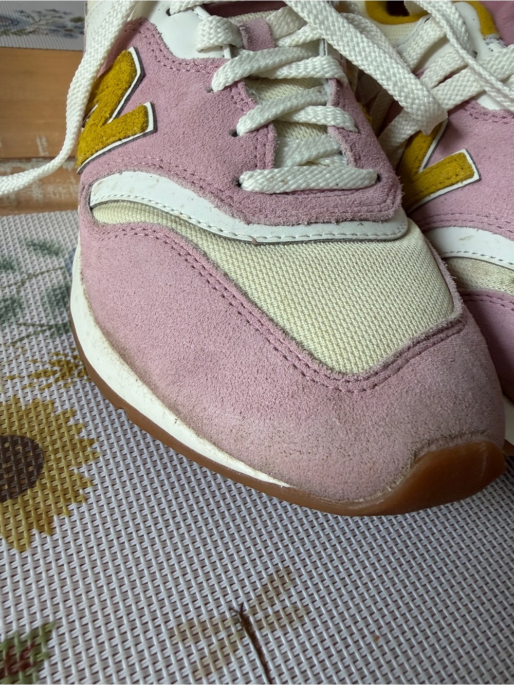 New Balance Pink and Yellow 997H Sneakers - Picture 10 of 11